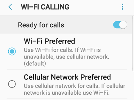 Wi-Fi Calling Option on Android